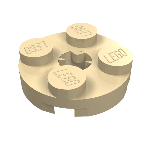 Lego Plate Round 2 x 2 with Axle Hole Type 2 (X Opening) / Tan