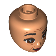 Lego Minidoll Head, Reddish Brown Eyes, Black Eyebrows, Wrinkles print / Nougat