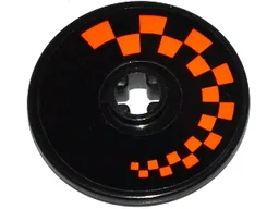 Technic, Disk 3 x 3 with Orange Checkered Pattern Model Left Side (Sticker) - Set 42048