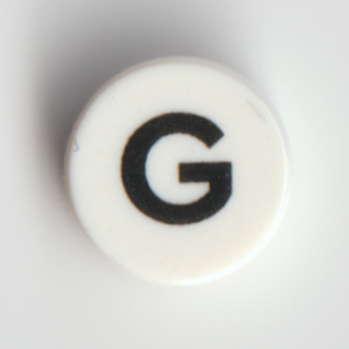Lego Tile Round 1 x 1 with Black 'G' print
