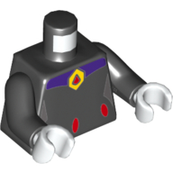 Lego Torso Red Ovals at Waist and Red and Yellow Amulet Print (Raven), Black Arms, White Hands / Black