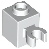 Brick Special 1 x 1 with Clip Vertical [Open O Clip, Hollow Stud] / White