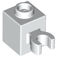 Lego Brick Special 1 x 1 with Clip Vertical [Open O Clip, Hollow Stud] / White