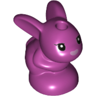 Lego Animal, Rabbit / Bunny, Baby Sitting with Black Eyes and Lavender Nose Print / Magenta