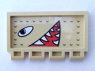 Lego Hinge Train Gate 2 x 4 with Eyes and Open Mouth with Pointed Teeth Facing Left Pattern (Sticker) - Sets 2879 / 5909 / 5948