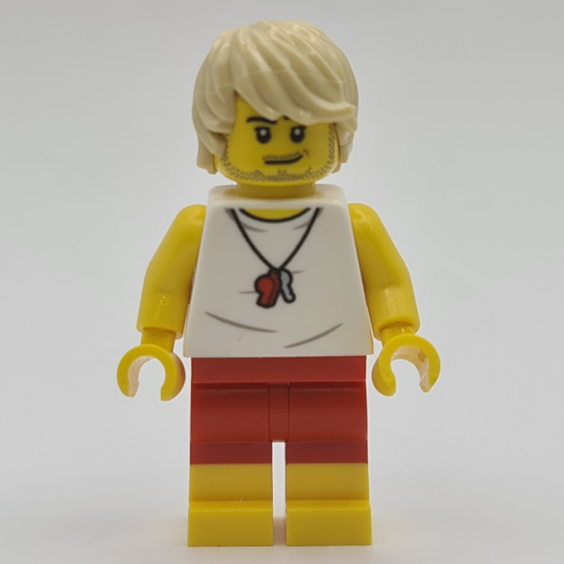 Lego Lifeguard, White Vest, Tan Hair
