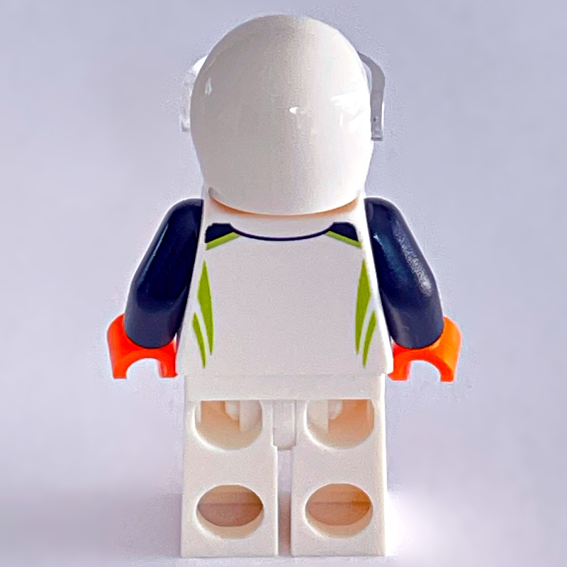 Lego Race Driver, White Racing Suit and Helmet with Visor