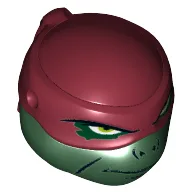 Minifig Head Special, Ninja Turtle with Dark Red Mask, Closed Mouth Print (Raphael) / Dark Green