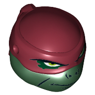 Lego Minifig Head Special, Ninja Turtle with Dark Red Mask, Closed Mouth Print (Raphael) / Dark Green
