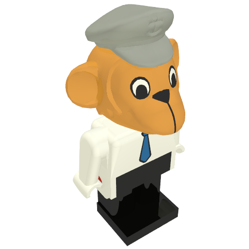 Lego Fabuland Figure Monkey 1 with Light Gray Hat / White