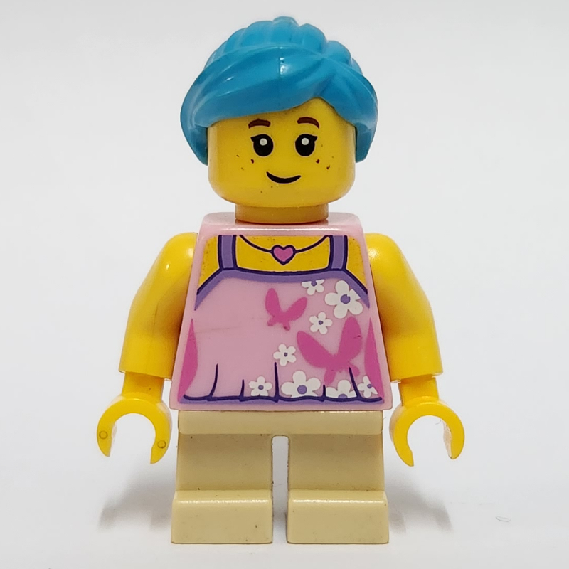Lego Girl, Bright Pink Top, Short Tan Legs, Dark Azure Hair