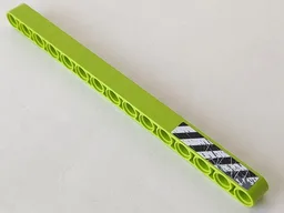 Technic, Liftarm Thick 1 x 15 with Black and White Danger Stripes and Splatters Pattern Model Left (Sticker) - Set 8709