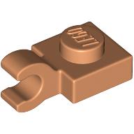 Lego Plate Special 1 x 1 with Clip Horizontal [Thick Open O Clip] / Nougat