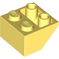 Brick Sloped Inverted 45° 2 x 2 [Ovoid Bottom Pin, Bar-sized Stud Holes] / Bright Light Yellow