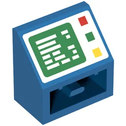 Brick Sloped Inverted 45° 2 x 2 with Computer Screen and Right Side Buttons Print / Blue