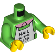 Lego Torso Sweater, White 'Hail to the Chef' Apron Print, Green Arms, Yellow Hands / Bright Green