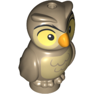 Lego Animal, Bird, Owl Baby Tan Chest, Yellow Eyes, Orange Beak / Dark Tan