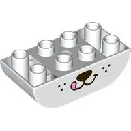 Duplo Brick 2 x 4 Curved Bottom, Dog Mouth Print / White