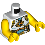 Lego Torso Armor with Gold Trim, Medium Azure Belly, Crescent Moon Emblem Print, Yellow Arms and Hands / White