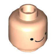 Minifig Head Adventure Time Finn, Dual Sided, Small Eyes, Smile / Open Mouth Smile with Tongue and 3 Teeth Print [Hollow Stud] / Light Nougat