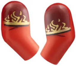 Arm, (Matching Left and Right) Pair with Dark Red Shoulder, Gold Flames Pattern / Red