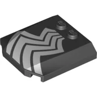 Brick Wedged, Curved Triple 4 x 4 x 2/3, 2 Studs with White Stripes (Spider Legs) Print / Black