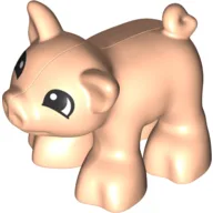 Duplo Animal Pig, Short, Semi-Circular Eyes Print / Light Nougat