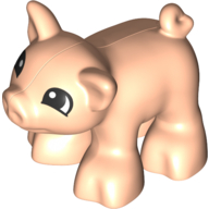 Lego Duplo Animal Pig, Short, Semi-Circular Eyes Print / Light Nougat