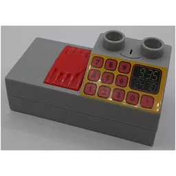 Duplo Brick 2 x 4 Half with 2 x 2 Slope with Cash Register Print and Sound Effects / Light Bluish Gray