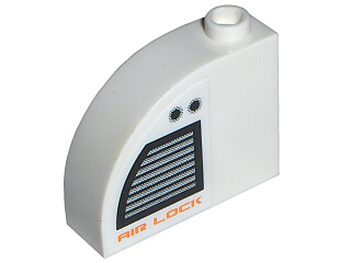 Lego Slope, Curved 3 x 1 x 2 with Hollow Stud with Vent and 'AIR LOCK' Pattern Model Right (Sticker) - Set 7699