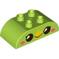 Duplo Brick 2 x 4 Curved Top with Bird Eyes Print / Lime