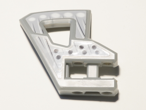 Lego Technic, Panel RC Car Flexible Bumper Right with Black and White Lines, White Circles and Holes Pattern (Stickers) - Set 8369 / Pearl Light Gray