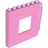 Duplo Building Wall 1 x 8 x 6 with Window Opening, Hinge on Right / Bright Pink