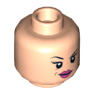 Lego Minifig Head Red Harrington, Dark Pink Lips Eyebrow Raised / Scared Print / Light Nougat