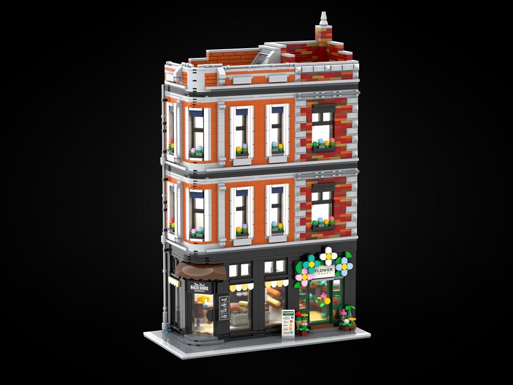 Lego Bakery & Flower Shop – City Street Modular Building
