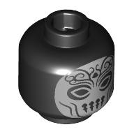 Lego Minfig Head Death Eater, Silver Mask, Wide Eyes / Narrow Eyes print / Black