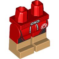 Lego Hips with Red Legs and Warm Tan Boots Pattern with Swimming Trunks, White Laces, Empire Symbol print / Red