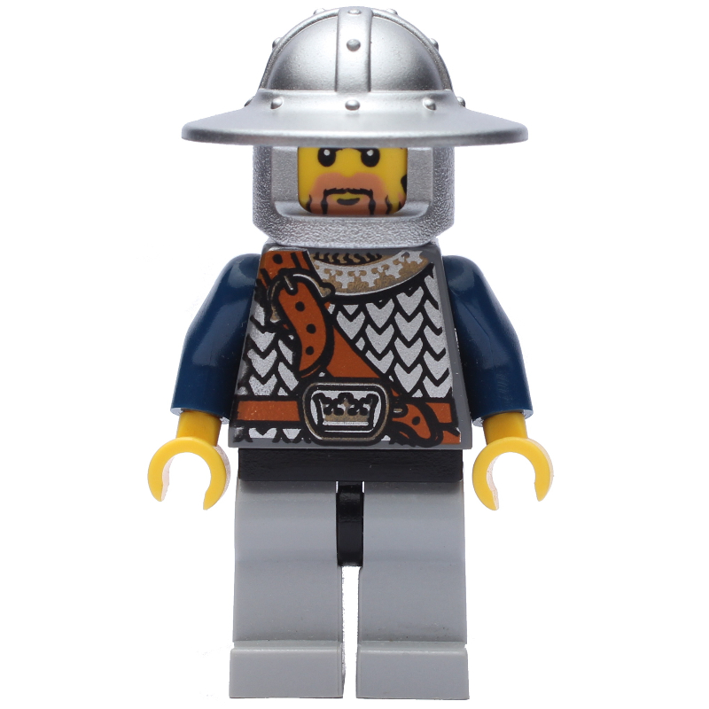 Lego Knight, Dark Blue, Wide Brim Helmet, Beard