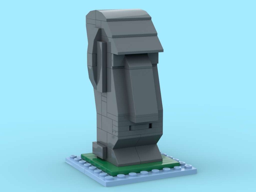 Lego Brick-built Moai statue