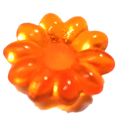 Lego Clikits Icon, Flower 2 x 2 Small, 10 Petals with Pin [Polished] / Trans-Orange
