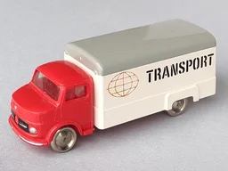 HO Scale, Mercedes Box Truck with Gray Top / White
