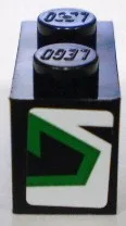 Brick 1 x 2 with Green and Black Pattern on EndModel Left Side (Sticker) - Set 8898