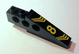 Technic Slope 6 x 1 x 1 2/3 with Yellow '8' and Bent Stripes Pattern Model Left Side (Sticker) - Set 8425