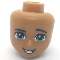 Minidoll Head, Sand Green Eyes, Open Smile, Teeth / Medium Nougat