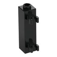 Brick Special 1 x 1 x 3 with 2 Clips Vertical [Hollow Stud, Open O Clips] / Black