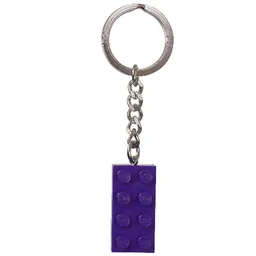 Key Chain, Chrome Chain and Ring with 2 x 4 Brick / Dark Purple
