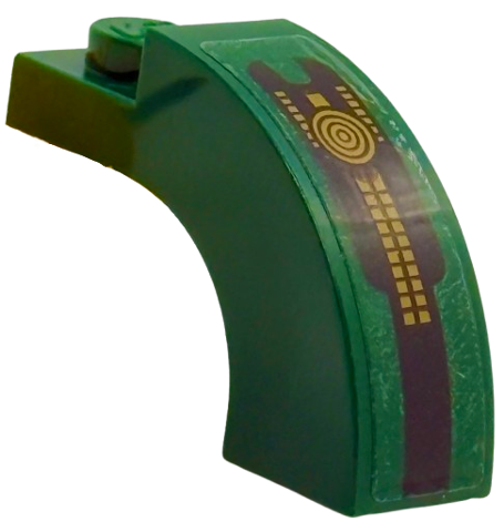 Lego Arch 1 x 3 x 1 2/3 Curved Top with Black Stripe and Panel with Gold Circles and Squares Pattern (Sticker) - Set 75691