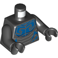Lego Torso Armor with Blue Insect Scales Print (Blue Beetle), Black Arms and Hands / Black