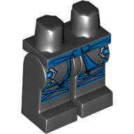Lego Hips and Black Legs with Blue Sash, Silver Buckles and Blue Knee Wrapping Print / Black