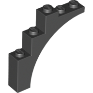 Lego Brick Arch 1 x 5 x 4 [Continuous Bow, Raised Underside Cross Supports] / Black